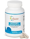 Vihado Calcium + Magnesium hochdosiert – wichtige Mineralstoffe für Knochen und Zähne, Muskeln, Blutgerinnung, Stoffwechsel und Nervensystem – vegan und ohne Zusätze – 90 Kapseln